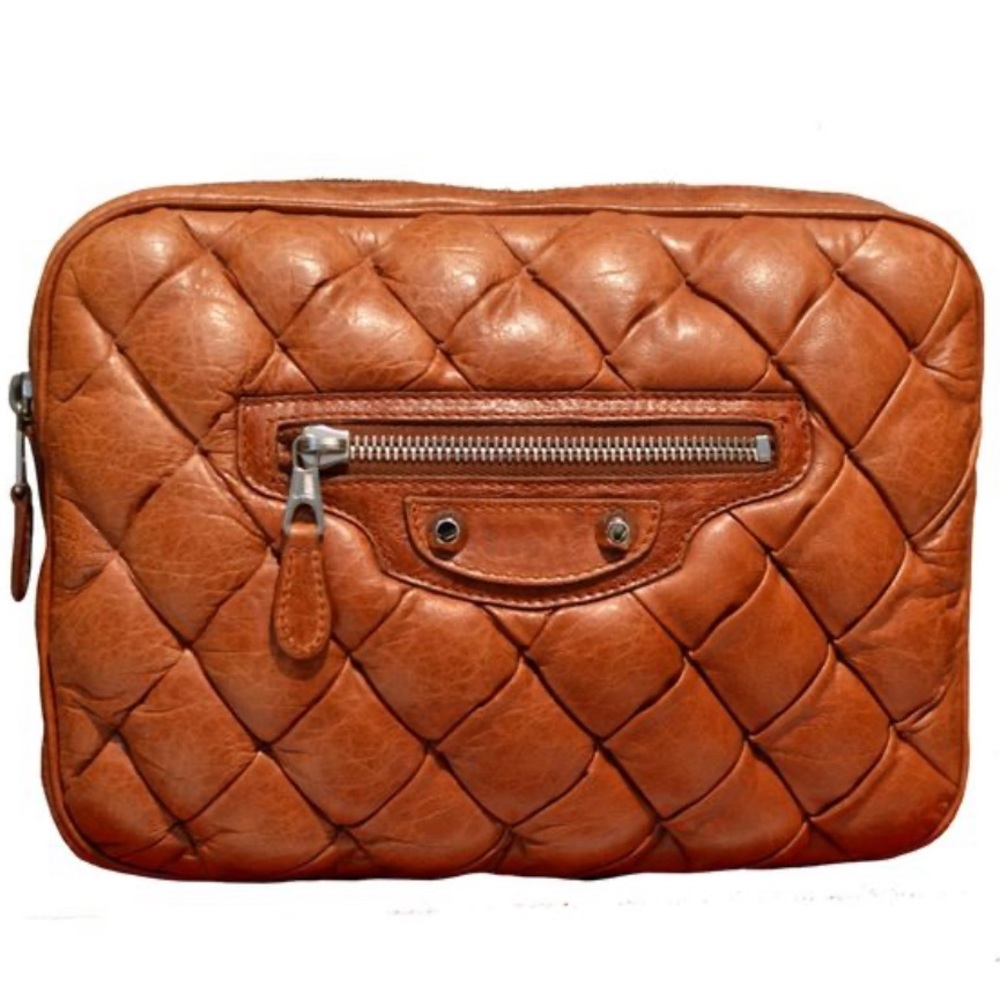 Balenciaga quilted leather puffy clutch